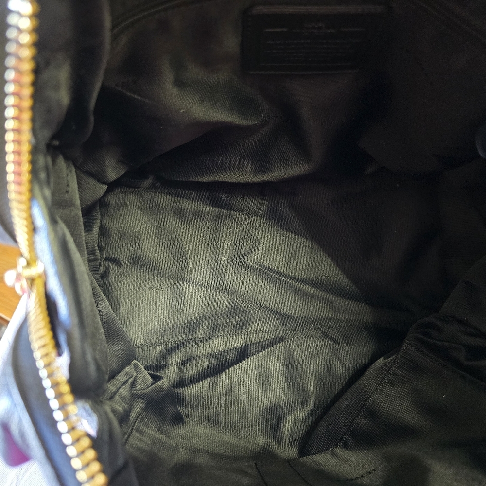 Black Leather Tote with Gold Accents - Picture 7 of 8
